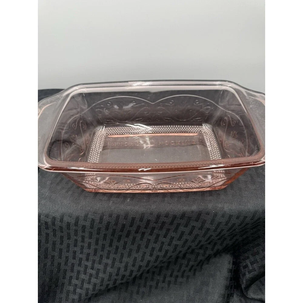 Anchor Hocking Rose water Laurel  Baking Pan Casserole Dish Pink USA